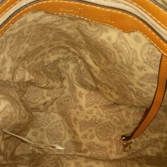 SIMPLY NOELLE GREEN AND BROWN DRAWSTRING DUFFEL SHOULDER HANDBAG - Picture 8 of 10